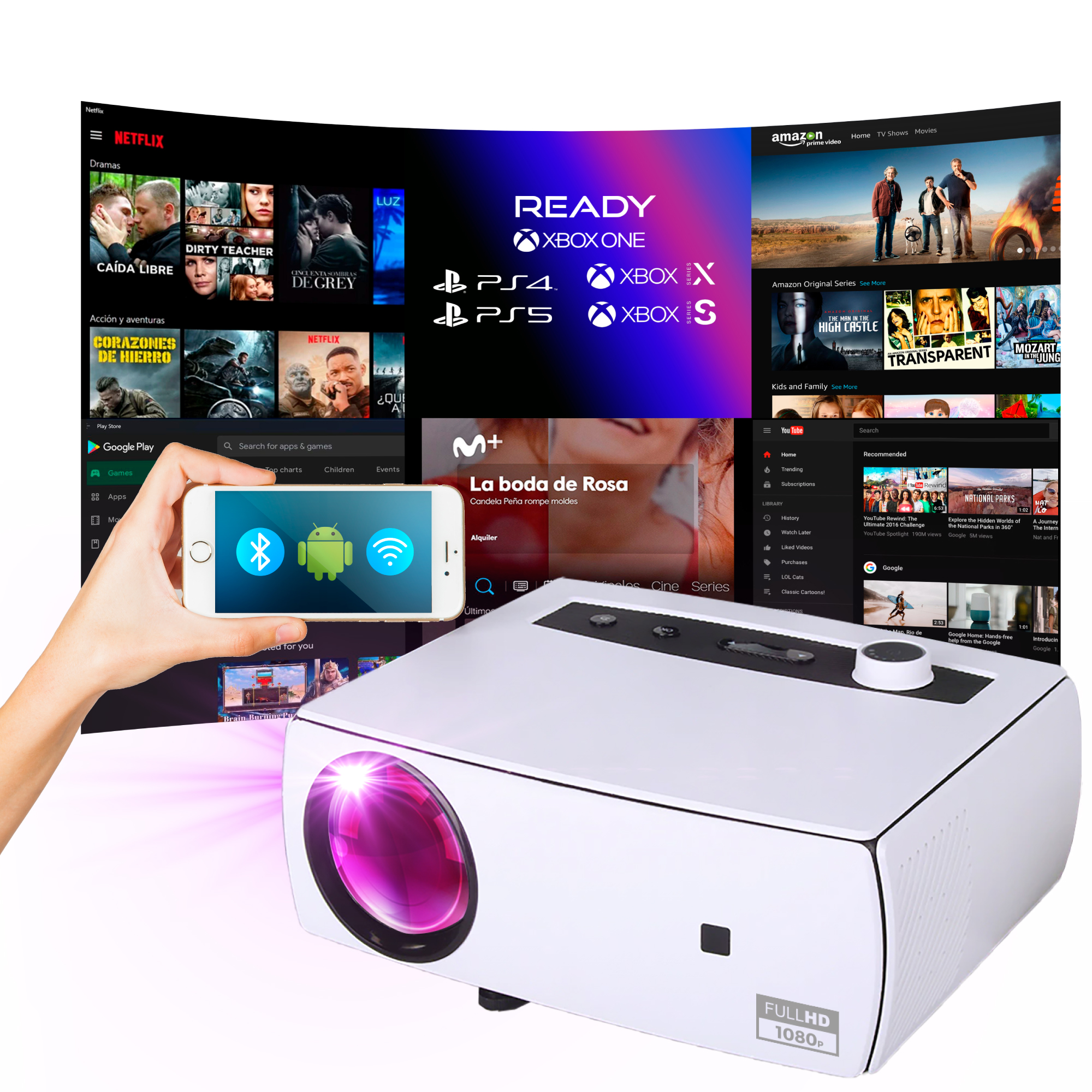 Parece una lámpara de techo, pero en realidad es el nuevo proyector con  Android TV de