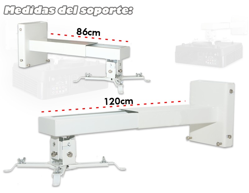 las medidas del soporte de pared para proyector son 42cm hasta 60cm