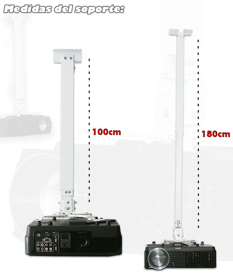 Medidas del soporte universal de techo para proyector de 100cm hasta 180cm