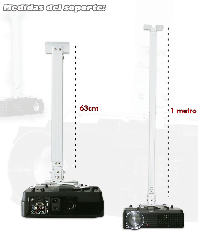 Las medidas del soporte universal para proyector son de 63cm a 1 metro