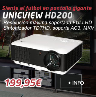 proyector unicview hd200 con tv tdt, ac3, mkv