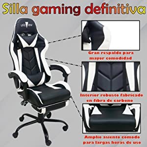 Sillas Gaming Cuero PS4 reposapiés para Los Jugadores de PS5 Xbox One PC Silla con Reposacabeza Apoyo Cojín Lumbar Unicview Silla Gaming Blanca y Silla Gamer Ergonómica vemax.es