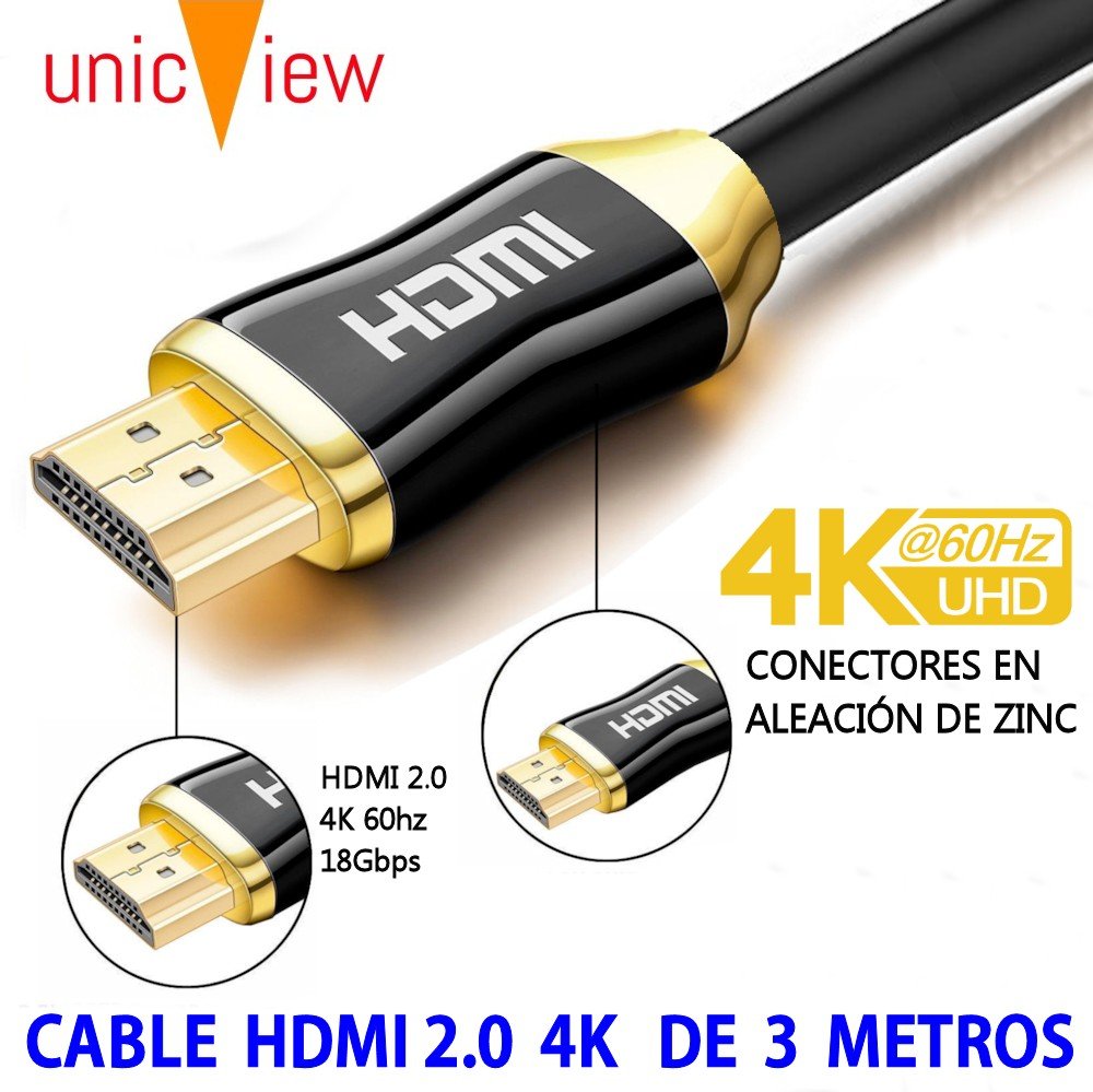 Cable 3 metros longitud, 4K formato 2.0