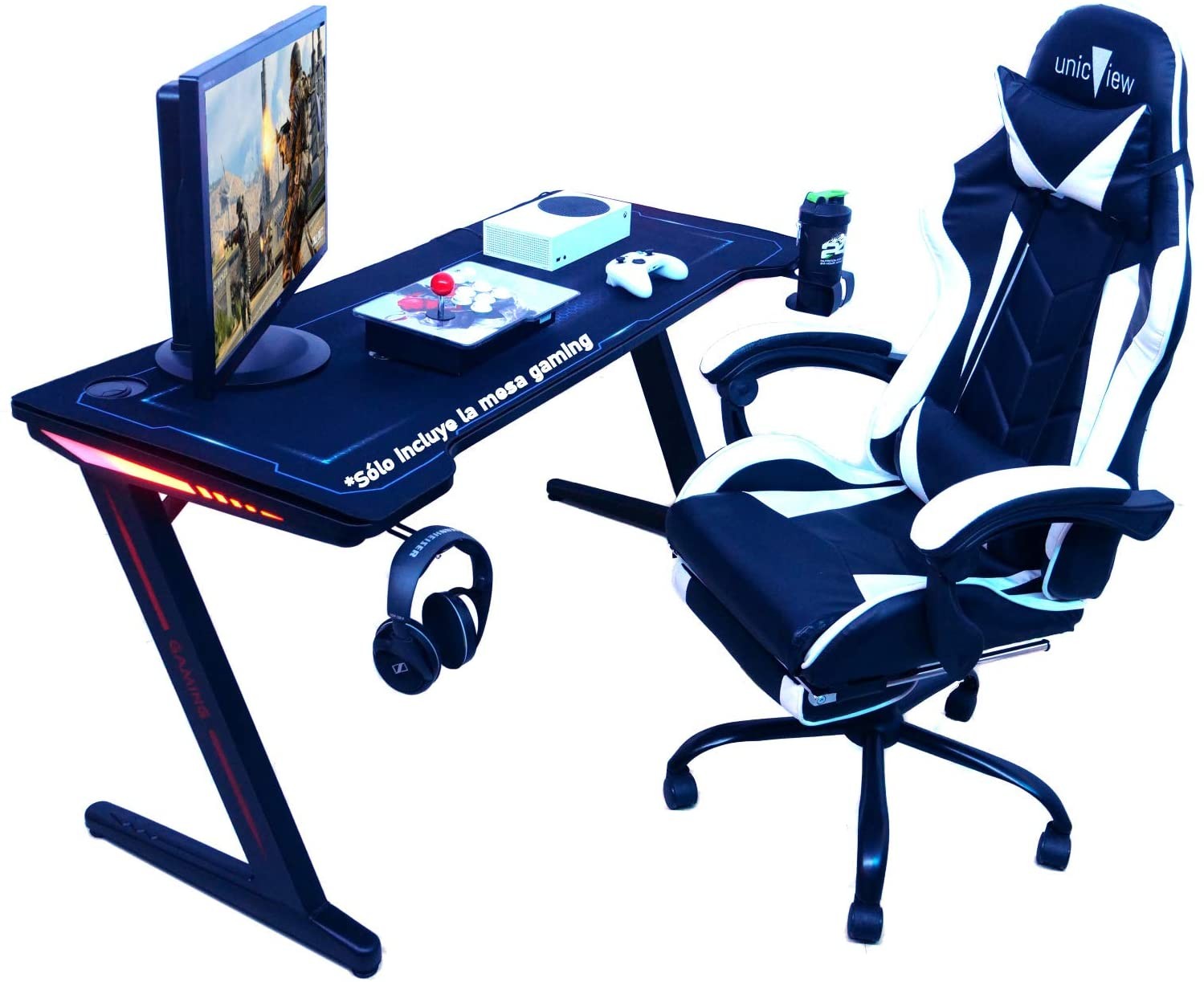 Mesa Gaming con LED, Ergonómico Mesa Gamer 140cm x 60cm