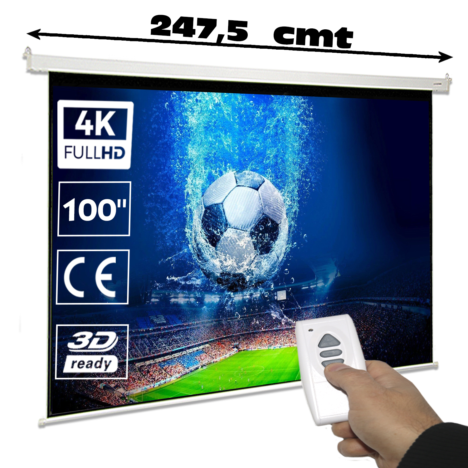 PANTALLA ELECTRICA VIDEOPROYECTOR PARED Y TECHO 100» 2M X 1.5 M -  Proyectores Moreno