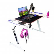 Gaming desk white RGB 120cm