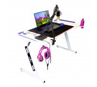 Gaming desk white RGB 120cm