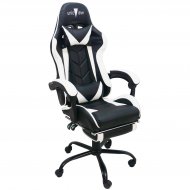 Unicview Silla Gaming Blanca y Negra, con reposapiés