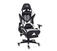 Unicview Silla Gaming Blanca y Negra, con reposapiés H2